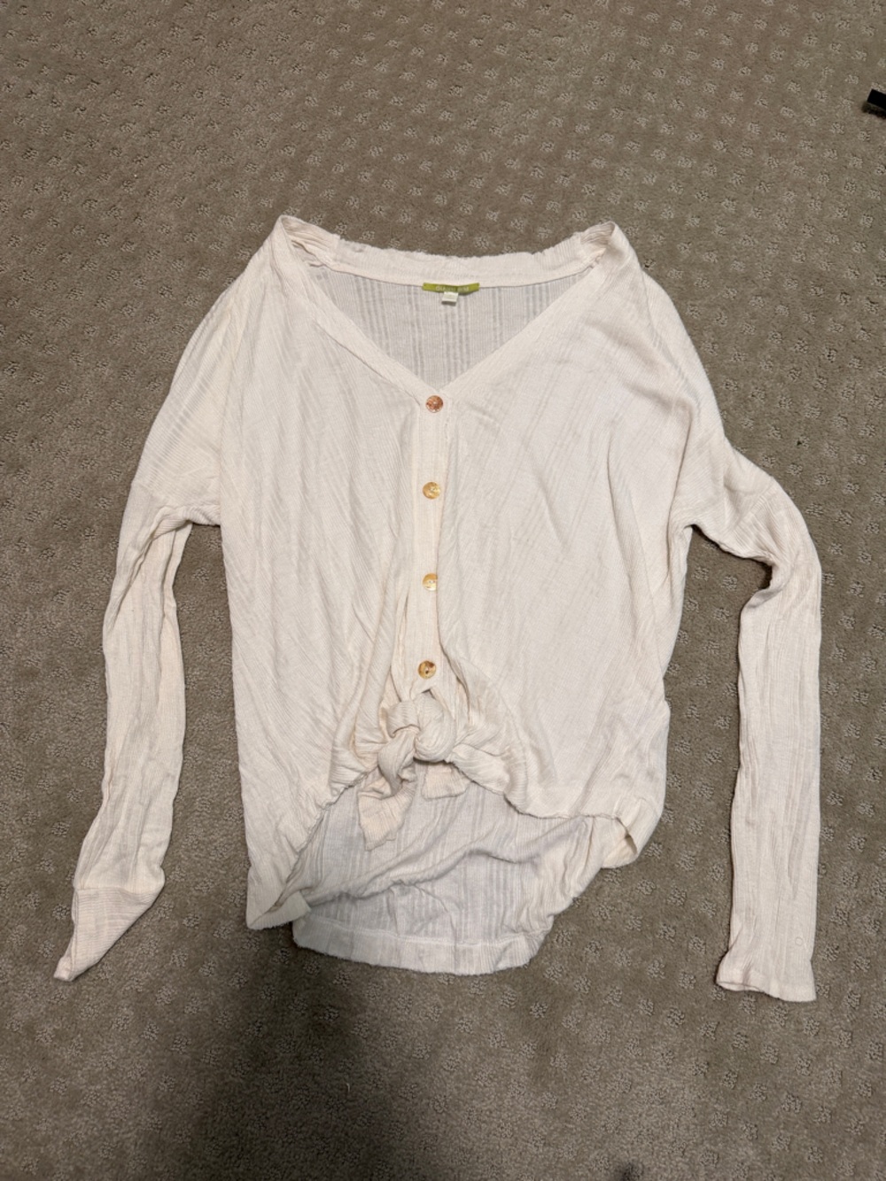 Gianni Bini Cream Button-Front Long Sleeve Top